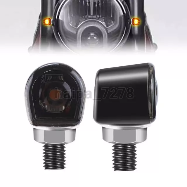 2X LED Motorcycle Turn Signals Indicator Amber Blinker Light Universal Mini Lamp