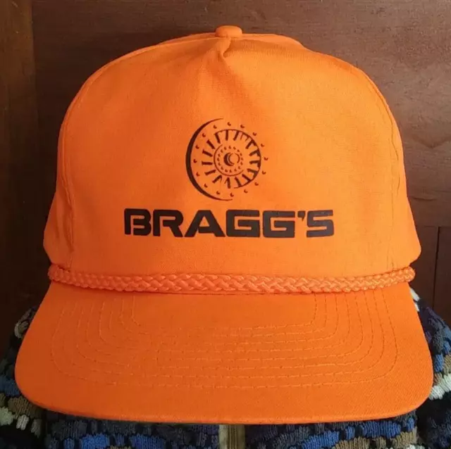 Vintage ~ BRAGG'S ~ Crane Service Snapback Trucker Cap Hat ORANGE