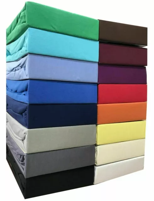 Jersey Spannbettlaken aus 100% Baumwolle Spannbetttuch Farben & Größen wählbar