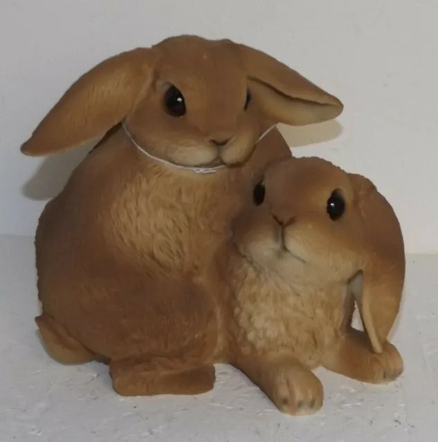 Rabbit Pair Decorative Figures Animal Polyresin Figurine 14x13x15 CM