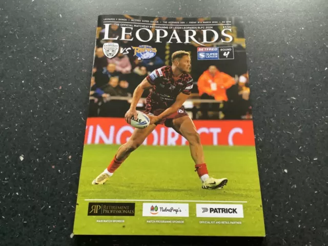 Leigh Leopards V Leeds Rhinos Super League Round 4 Match Programme 08/03/2024