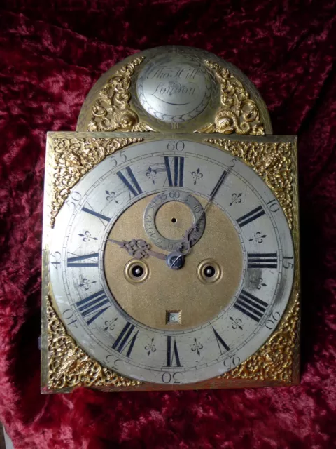 Antique Thos. Hill, London 12" 8-day Brass Longcase Clock Movement