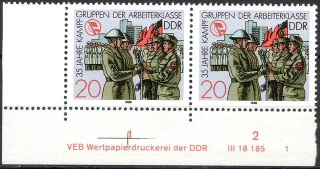 DDR 1988 Mi.Nr. 3180 ** postfrisch Eckrand mit DV Druckvermerk FN 1