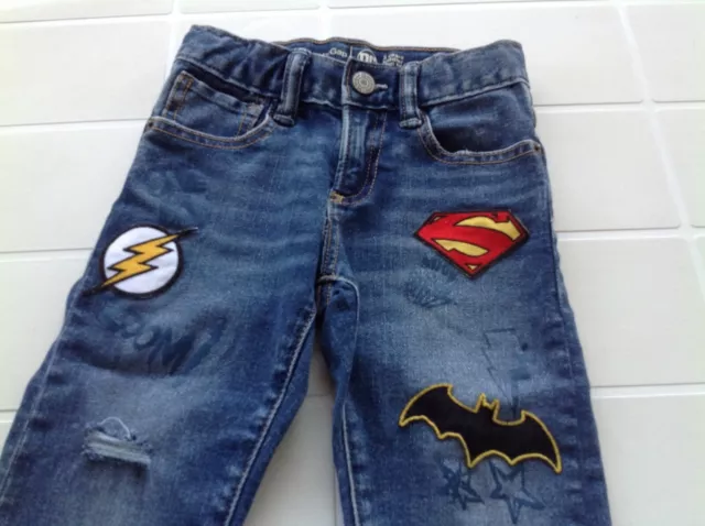 BABY GAP DC COMICS "JEANS DÉLAVÉ" GARÇON - Taille 3 ANS USA 90/100 cm  2