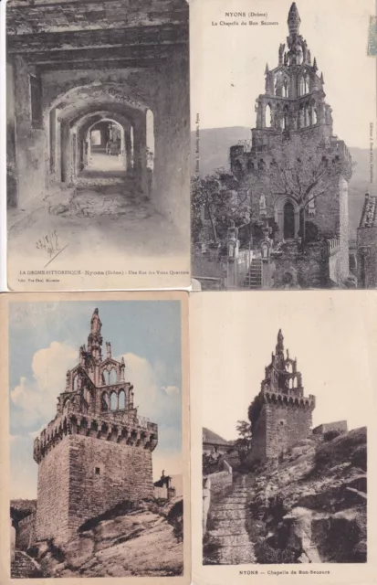 Lot de 4 cartes postales anciennes old postcards NYONS DRÔME 11