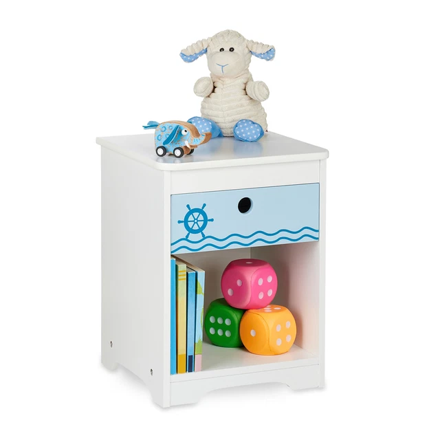 Comodino Bambini Koala Fun House - Con Cassetto, 36x33x30cm, Legno MDF, Design Carino Per Cameretta - Foto 6