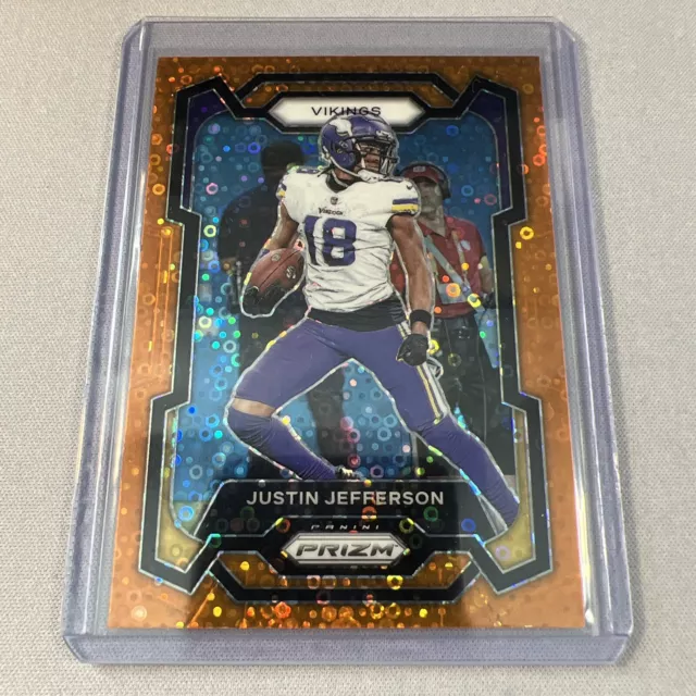 2023 PANINI PRIZM NFL Justin Jefferson Orange Disco Prizm Parallel 195