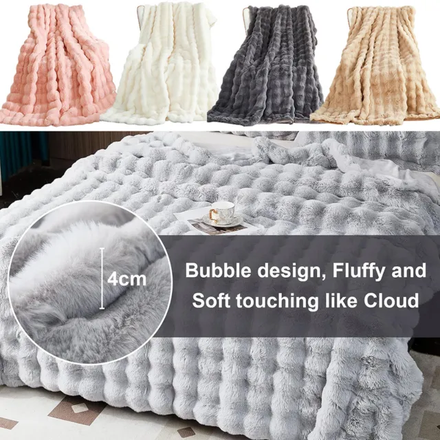 Large Faux Fur Rabbit Fur Throw Blanket Reversible Sofa Bed Throw Over Blanket