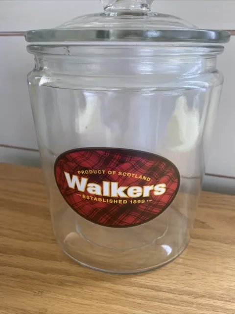 Walkers Shortbread Heavy Glass Jar with Lid Product of Scotland Vintage