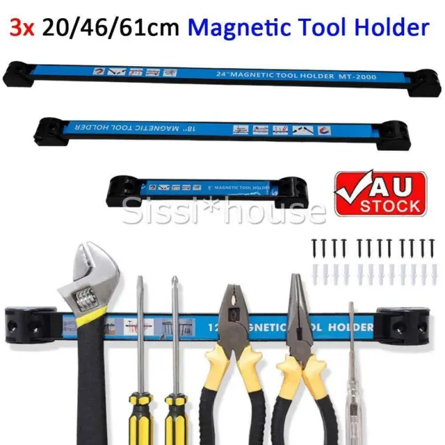 3x Magnetic Tool Holder Strong Metal Magnet Heavy Duty Wrench Holder Strip