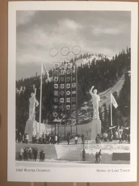 POSTCARD SKIING AT LAKE TAHOE- 1960 WINTER OLYMPICS, 1st LIVE TELEVISED GAMES