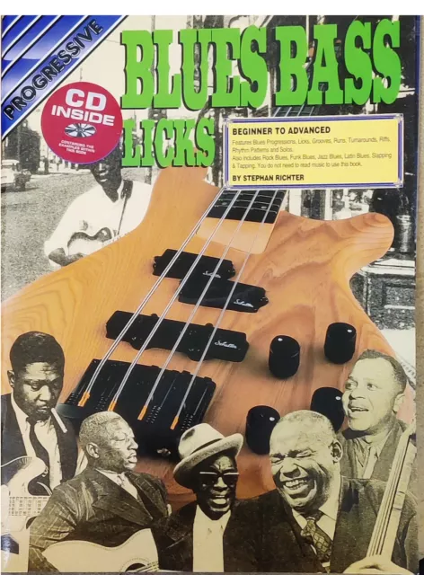 Learn How To Play Guitar Progressive Blues Bass Licks Guitar Tutor Book CD - O7