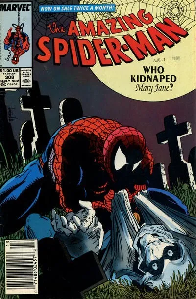 Amazing Spider-Man #308 Marvel Comics Newsstand Nov 1988 (VGFN Stock Photo)