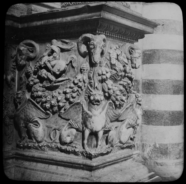 ANTIQUE Magic Lantern Slide ROMAN ALTAR SIENA CATHEDRAL C1900 PHOTO ITALY