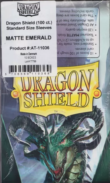 Lot 10 new 100 ct pk Dragon Shield Matte Deck Sleeves Protectors Emerald Green