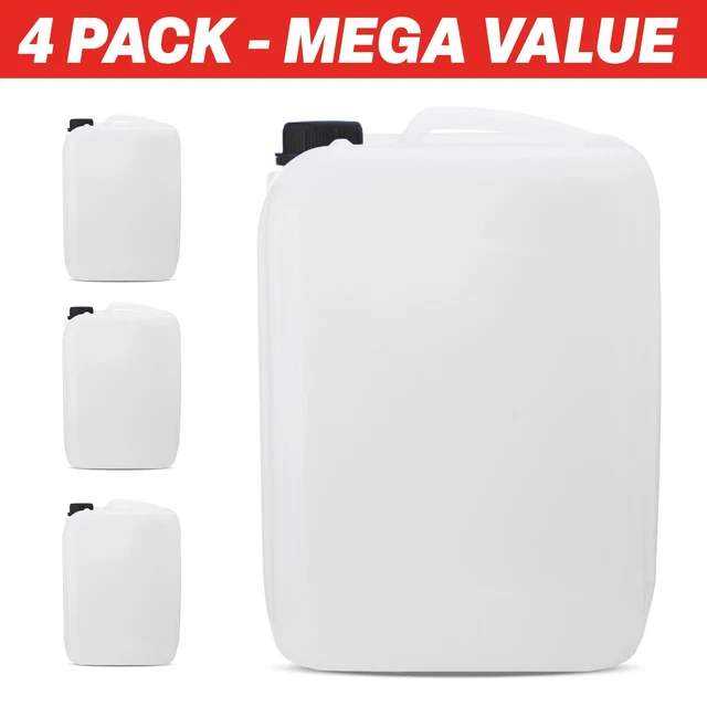 4 X 25L LITRE PLASTIC WATER CONTAINER JERRYCAN JERRICAN CARRIER FOOD