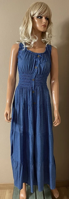 Robe Longue Bleue à Pois ROSA FASHION - Tailles 36 38 40, Neuve Avec étiquettes