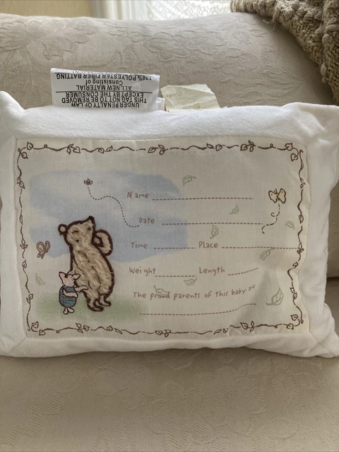 Classic Pooh Newborn Baby Pillow Birth Announcement 2008 7.5”x10”