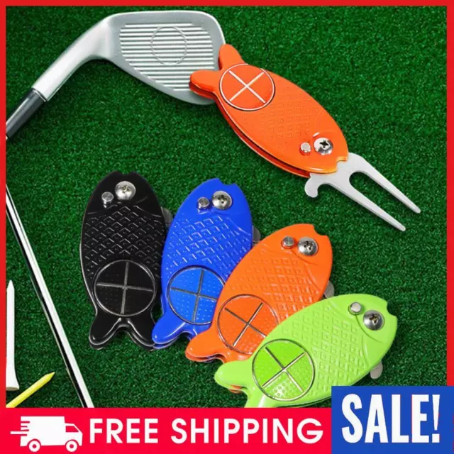 Fish Design Golf Ball Marker Foldable Golf Divot Repair Tool Golfing Accessories