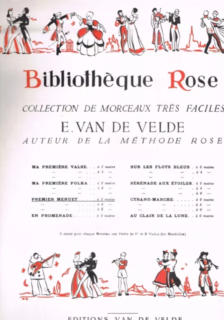 Premier Menuet pour VIOLON ou MANDOLINE BIBLIOTHEQUE ROSE d'Ernest VAN DE VELDE