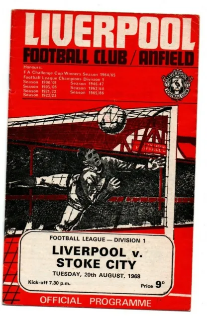 Orig.PRG  England Division 1  1968/69  LIVERPOOL FC - STOKE CITY FC  !!  SELTEN
