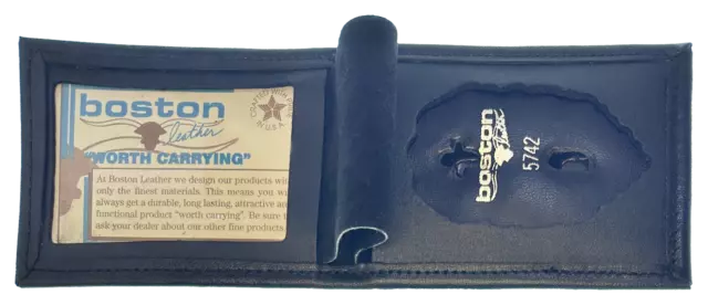 BOSTON LEATHER BILLFOLD STYLE BADGE CASE: Shield Cutout (200-S-4127)