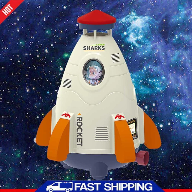 Space Rocket Sprinklers Rotating Water Powered Launcher Summer Fun Toys (White)