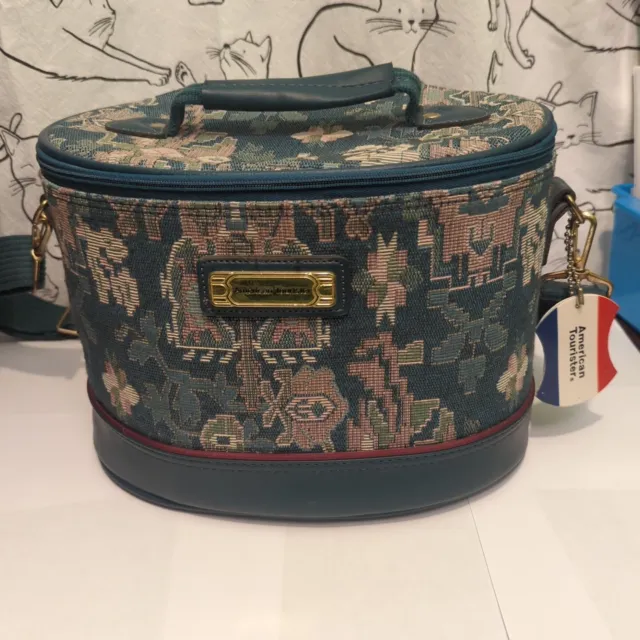 American Tourister Tapestry Train Case Carry On Vintage Luggage Bag Makeup