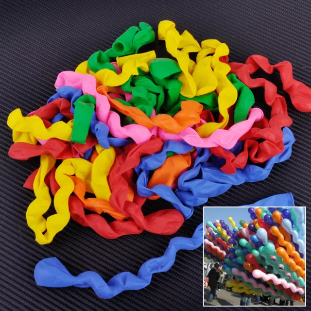 100pcs Mixed Colorful Spiral Twist Latex Balloons Wedding Birthday Party Kids