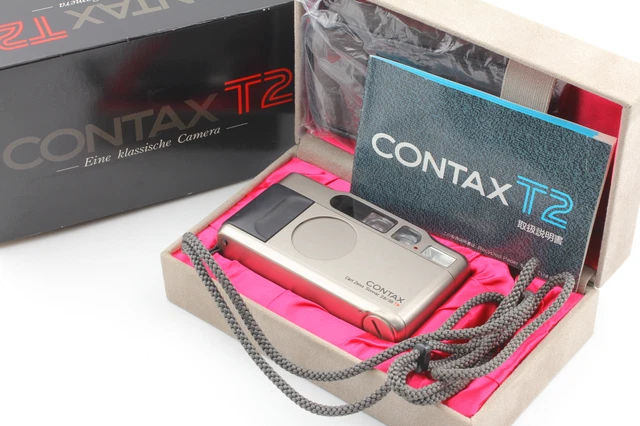 NEAR MINT IN BOX Contax T2 Silver 35mm Point & Shoot Film Camera From JAPAN