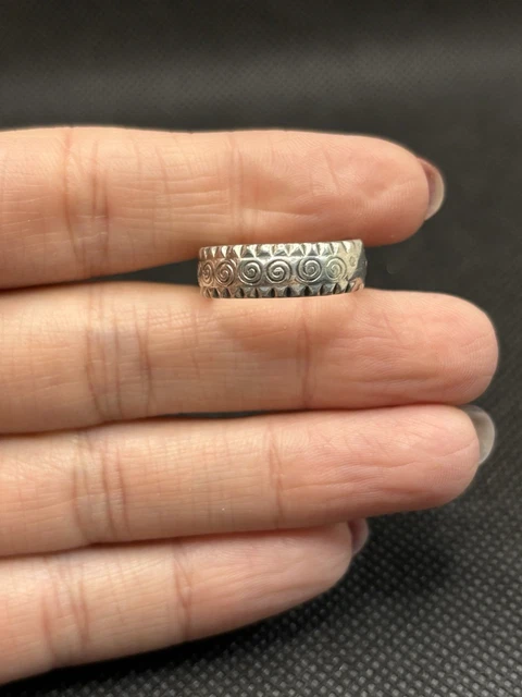 Bague Argent Massif 925 Jonc Dôme Avec Zircon – Taille 55 Anneau Créateur