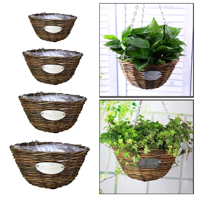 Outdoor Indoor Hängenden Pflanzer Korb Handwoven Wicker Blumentopf Halter
