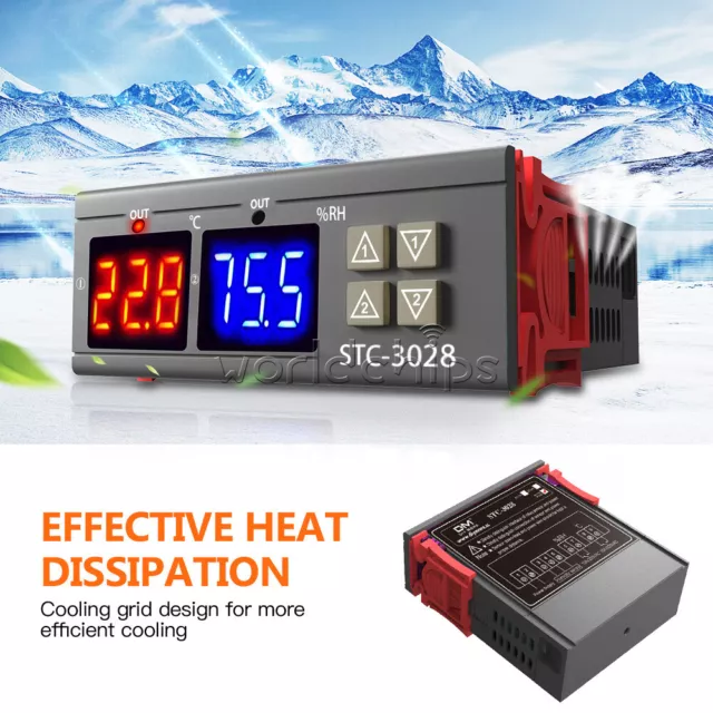 STC-3028 DC12/24V AC110-220V LED Temperature Humidity Control Thermostat Sensor