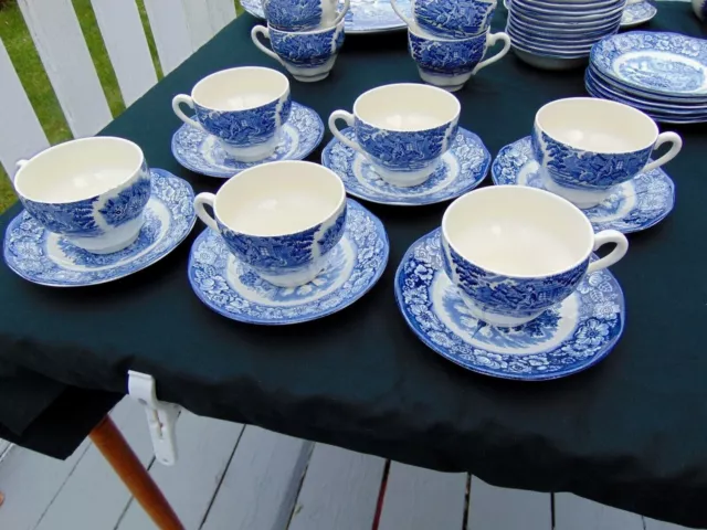 Liberty Blue Staffordshire Ironstone Set of 6 Tea Cups/Saucers England Unused A1