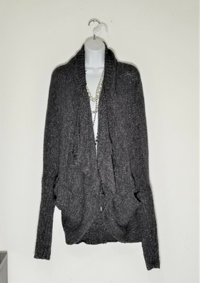 Stunning Oversized Charcoal W/H Silver Thread Cardigan Swewater By Patrizia Luca
