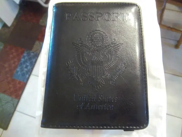 New - Travel Passport Money Wallet Holder Case Cover - Black - Credit Card Slots