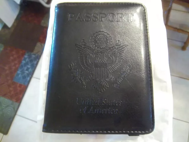 New - Travel Passport Money Wallet Holder Case Cover - Black - Credit Card Slots