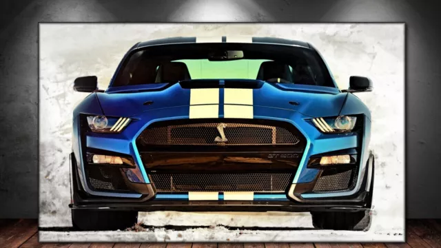 Leinwand Bild Er Xxl Pop Art Ford Mustang Shelby Gt 500 Abstrakt Auto Poster