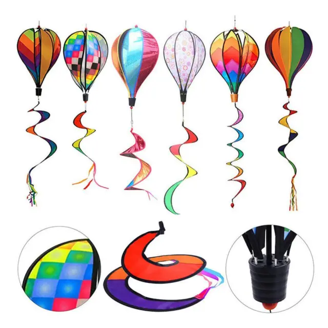 Rainbow Windsock Hot Air Balloon Wind Spinner Garden Outdoor Tent Fes Fast