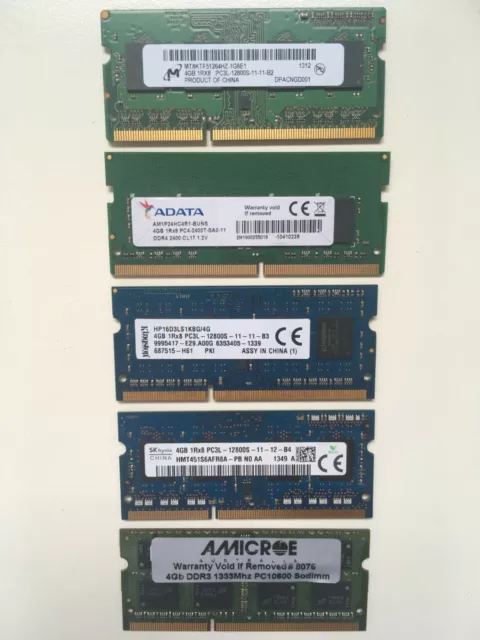 Laptop DDR3 RAM (details below) 2GB/4GB/8GB 1333/1600 PC3-10600/PC3-12800 PC3L