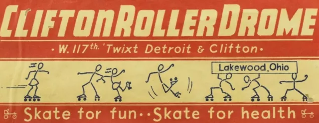 1930's-50's Clifton Lakewood, Ohio Roller Skating Label Vintage B7