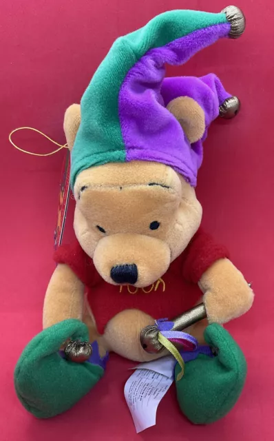 Disney Store UK Winnie The Pooh Court Jester Plush Soft Toy Retired Bells