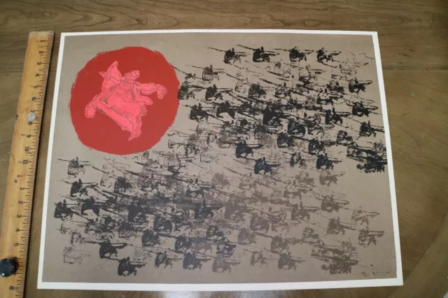 Nissan Engel Signed Israeli Artist's Proof Lithograph Horsemen Battle