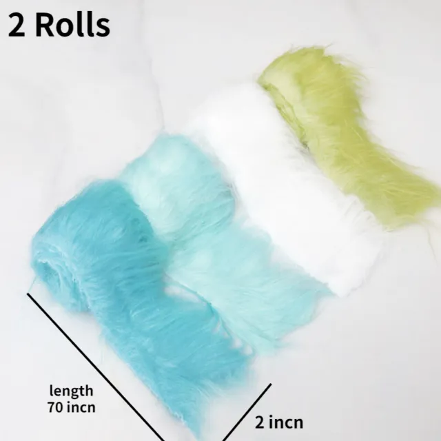 2 Rouleaux Faux Fourrure Tissu Bandes Long Peluche Ruban Bord Doux DIY Couture