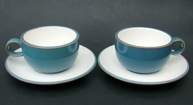 TWO Marks and Spencer Hamilton Pattern 375ml Latte or Tea Cups & Saucers in VGC