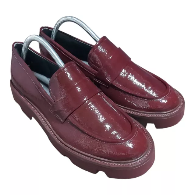 Sarto by Franco Sarto BURGUNDY PATENT LEATHER  Lug Sole Ream Loafer WOMENS SZ 10