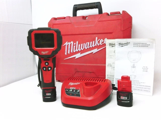 Milwaukee 2313-20 Inspection Lighted Camera Snake w/2 Batteries Charger & Case
