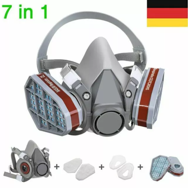 PROFI LACKIERMASKE STAUBMASKE ATEMSCHUTZMASKE Gasmaske Halbmaske &Schutzbrillen 3