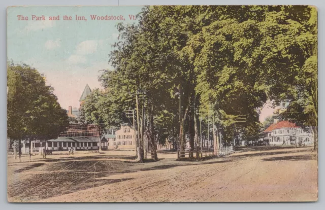 Woodstock Vermont~The Park & Inn~Fork in the Road~Homes~c1910 Postcard