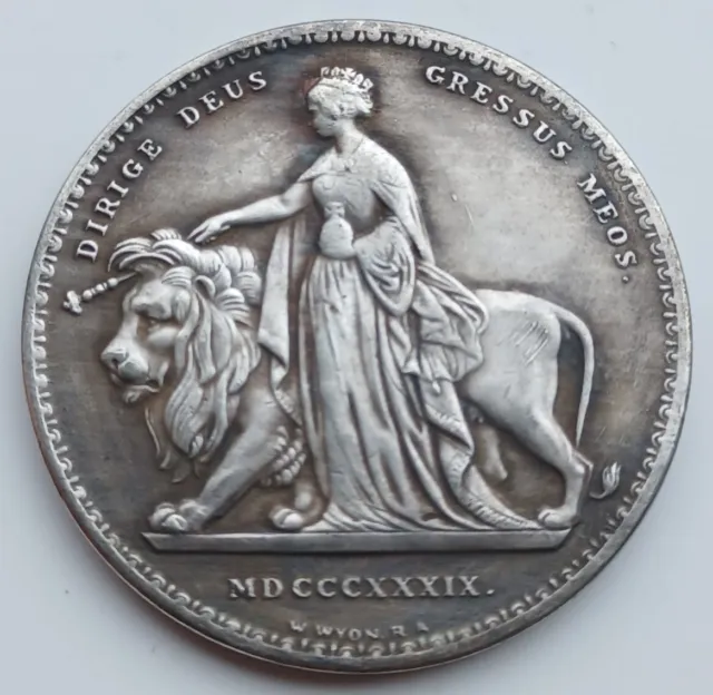 1839 Queen Victoria Una And The Lion Silver Coin - Lovely Crown Size..